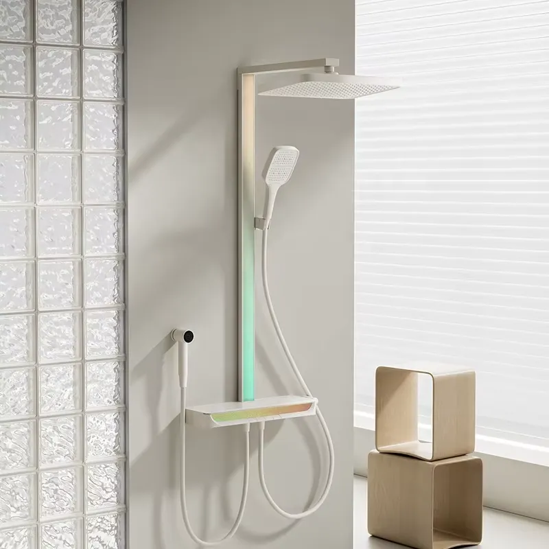 Spa Massager - ชุดฝักบัวดิจิตอลแบบติดผนัง วัสดุทองเหลือง พร้อมระบบนวดอัจฉริยะ ควบคุมอุณหภูมิด้วยเทอร์โมสตัท ดีไซน์หรูหรา สำหรับห้องน้ำ