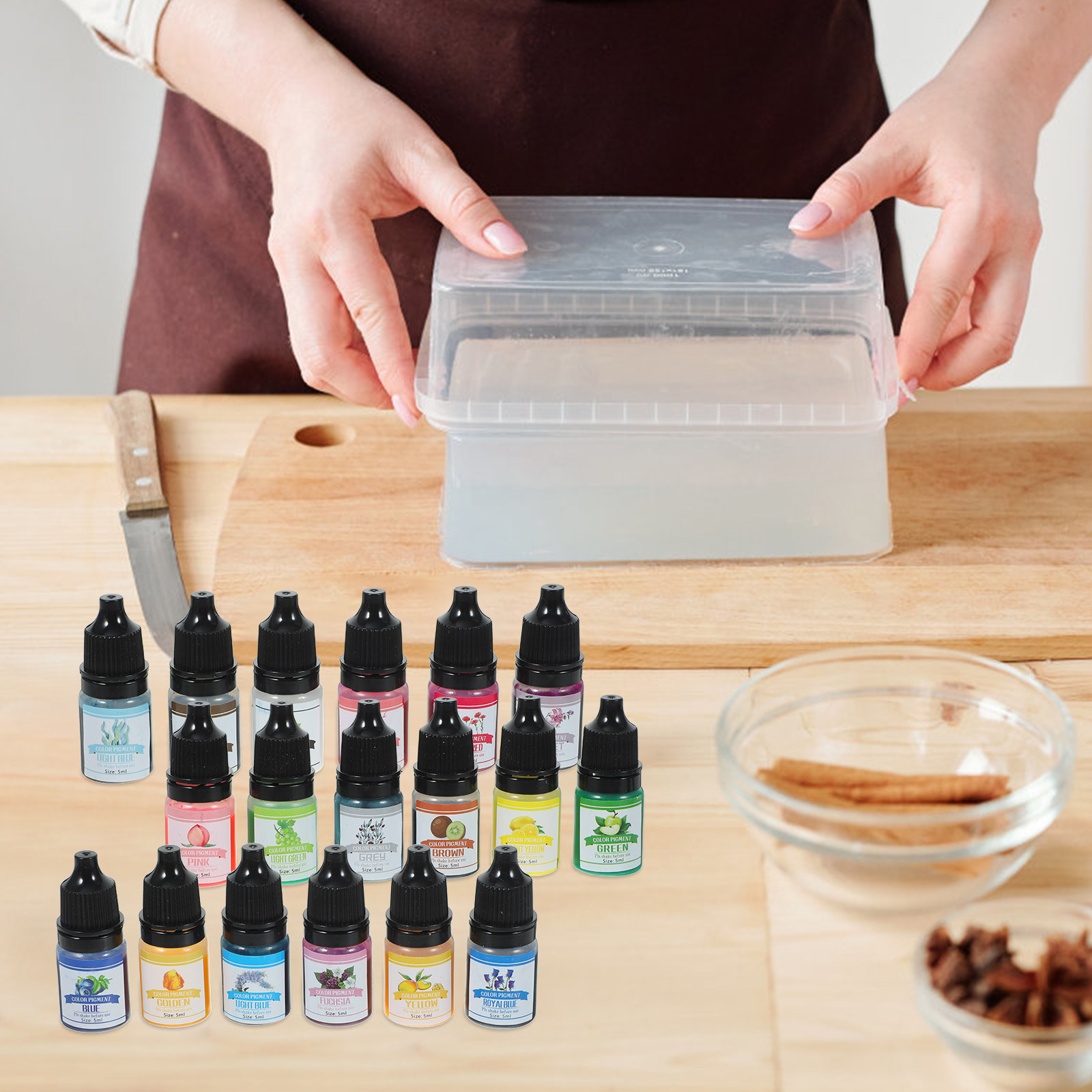 Aromatherapy Diffuser - 1 กล่อง สีผสมกลิ่นหอมอโรมาเธอราพี สำหรับงานเรซิ่นอีพ็อกซี่ DIY ใช้ผสมสีในสบู่หอมทำมือ
